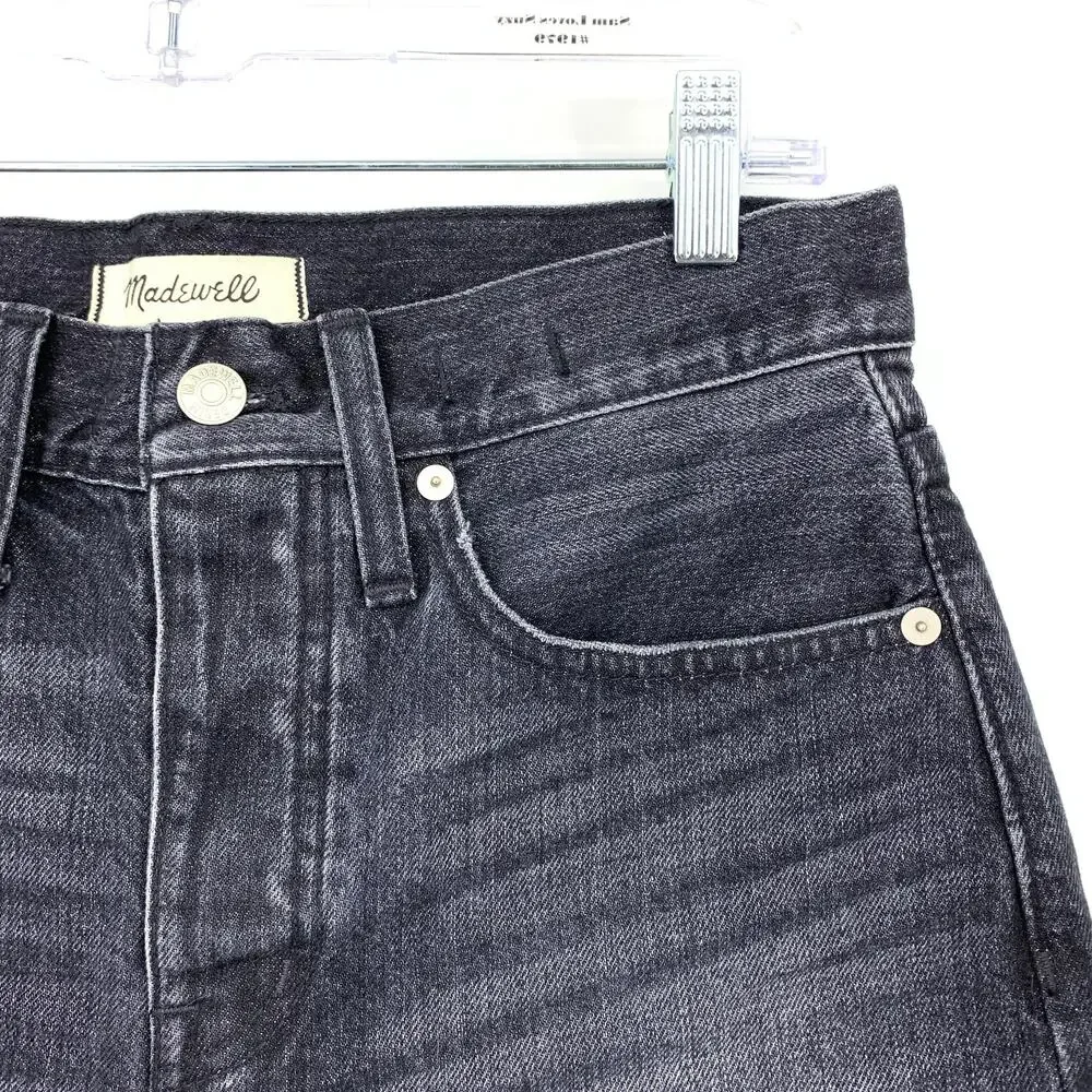Madewell Relaxed Denim Jean Shorts Womens Size 25 Washed Black Cut Off